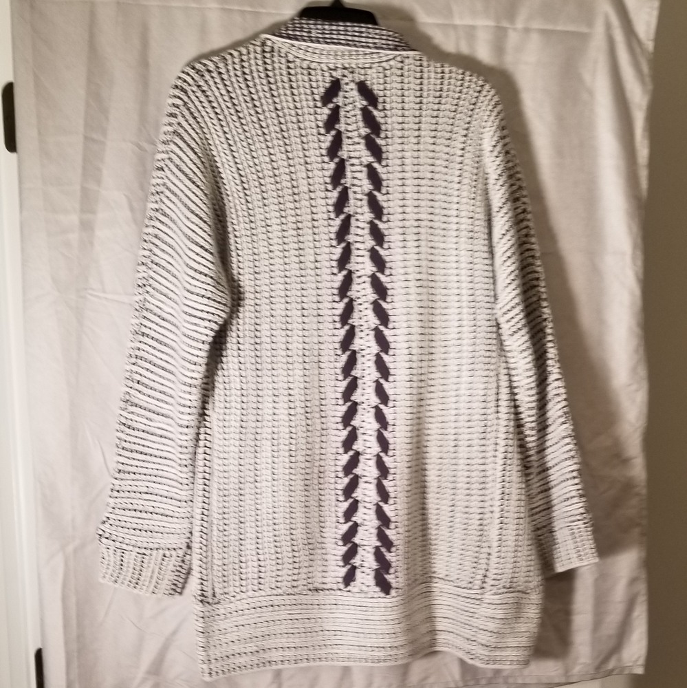 Blue and white cardigan